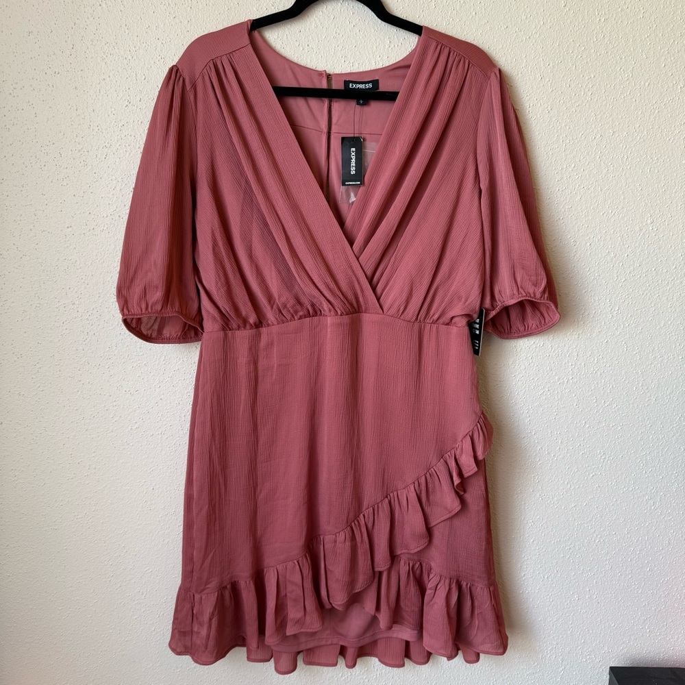 Express Dusty Rose Wrap Dress